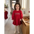 thumbnail image 5 of Cjfdfy Toddler Baby Girl Christmas Dress Embroidery Corduroy Smocked Collar Long Sleeve a-line Dresses Little Baby Cute My First Christmas Fall Winter Outfits 6M-4Y ﻿, 5 of 9