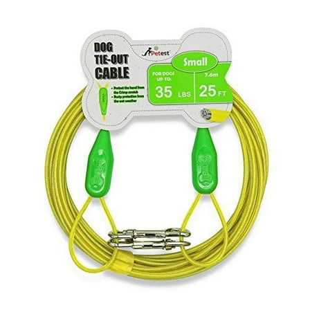 Petest 25ft Tie-out Cable with Crimp Cover for Small Dogs Up To 35 Pounds