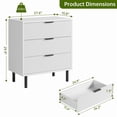 thumbnail image 3 of TROPOW Fluted 3 Drawers Dresser, Wide Wood Chest of Drawers, Modern Storage Dresser Chest of Drawers Organizer with Metal Legs and Anti-Tipping Device for Bedroom Living Room, 3 of 7