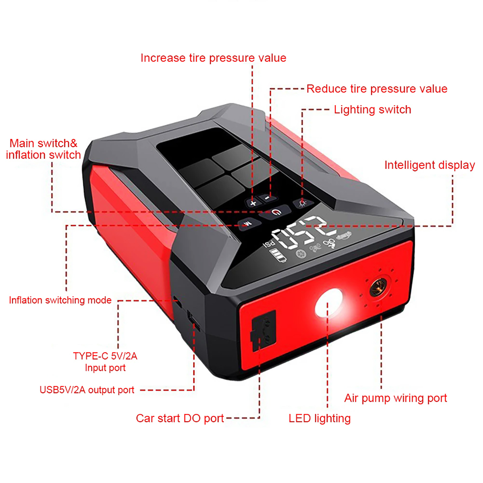 Amybaby 8-in-1 Jump Starter with Air Compressor & LED photo 8