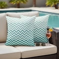 thumbnail image 5 of Outdoor Pillow Covers Pack of 2, Teal Turquoise Chevron Stripes Waterproof Throw Pillowcase Cushion Cases, Ombre Abstract Art Decorative Pillow Cover for Couch Sofa Home Bed Patio, 5 of 9