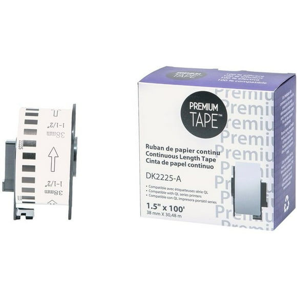 Premium Tape Continuous Paper Labels - Alternative for Brother DK-2225 - 2-1/2" x 100' (62 mm x 30.48 m) - White