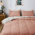 thumbnail image 3 of DOMDEC Goose Down Alternative Comforter Set - 2 Piece Set - All Seasons - Twin/Twin XL, Rose Pink and Beige, 3 of 3