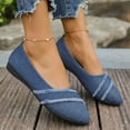 thumbnail image 3 of Denim Ballet Flat Shoes for Women Trendy Fringe Round Toe Nonslip Comfy Soft Sole Walking Shoes Casual Dressy Wedding Shoes Blue Size 7, 3 of 8