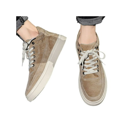 

Rockomi Men Flats Non-Slip Casual Shoes Lace Up Sneakers Mens Lightweight Breathable Skate Shoe Comfort Khaki 7