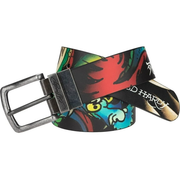 Ed Hardy Dragon and Tiger Belt - BX90303EHQ (Black, 34)