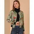 thumbnail image 3 of Dde San Patricio ChaqueDe Bombardero Floral LigeCon CremalleY Cuello Alto PaMujer Verde claro L, 3 of 6