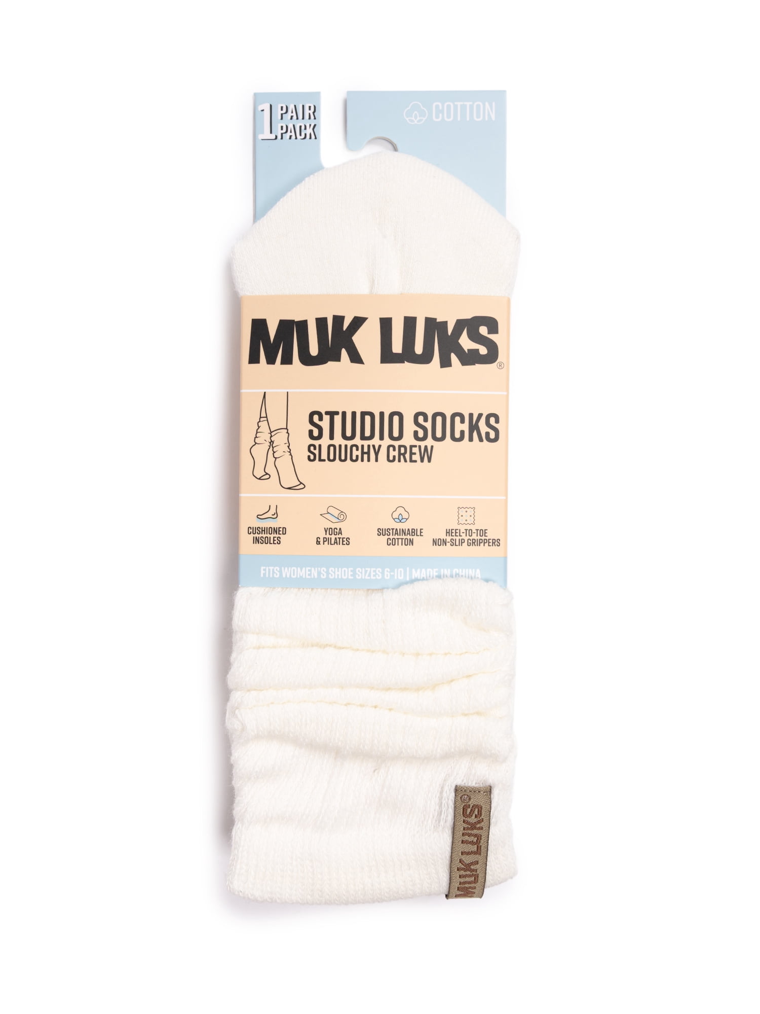 MUK LUKS Women's Pilates Slouch Sock, 1-Pack, Shoe Sizes 6-10
