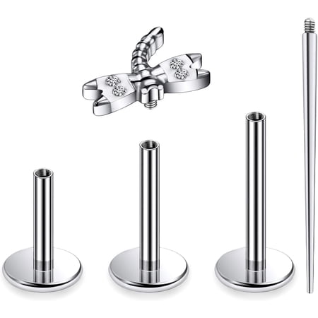 16G G23 Titanium Tragus Conch Helix Piercing Jewelry Cartilage Earrings Helix Earrings Piercing Jewelry Women Men Silver 6MM 8MM 10MM Fine Internally Threaded Flat Back Forward Medusa Labret[l118]