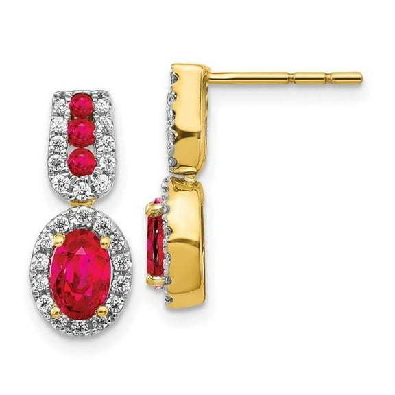 Primal Gold 14 Karat Yellow Gold Diamond and Ruby Earrings