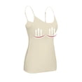 thumbnail image 2 of TQWQT Womens Tank Tops with Built In Bra Camisole Adjustable Spaghetti Strap Tank Tops Yoga Workout Plus Size Padded Undershirts Khaki 3XL, 2 of 5