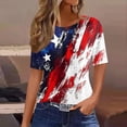 thumbnail image 2 of LWavelet Fourth of July Shirts for Women 3/4 Length Sleeve Tops Round Crew Casual Patriotic Fireworks USA Flag Tee White S, 2 of 4