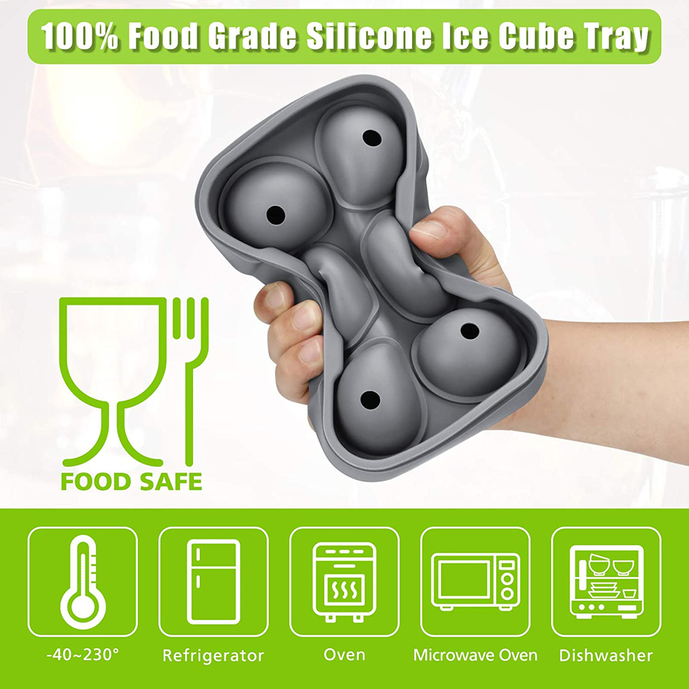 Ice Cube Tray, AiBast Ice Trays for Freezer With Lid, 3 Pack Silicone Large  Round Ice Cube Tray, Sphere Square Honeycomb Ice Trays for Whiskey With