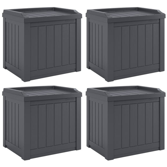 Suncast 22 Gal Outdoor Patio Small Deck Box with Storage Seat (4 Pack)