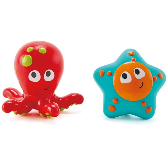 Hape: Ocean Floor Squirters - 2pc Bath Toy Set, Octopus & Starfish, Water Spouting & Suction, Bathtime & Pool Play, Baby, Toddler, Kids Ages 18mo 