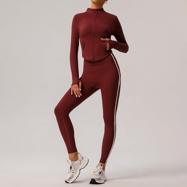 PISONIC Womens Workout Set Two Piece Racerback Color Block Tank Tops Matching High Waist Leggings Gym Work Out Outfits