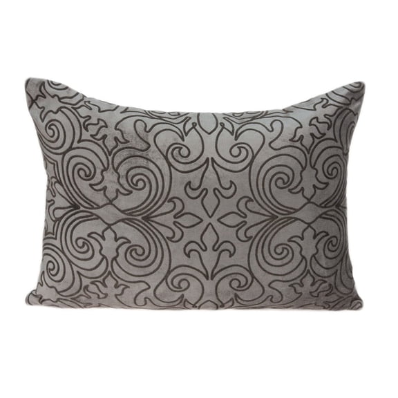 Parkland Collection Senza Gray Swirl Decorative Lumbar Pillow, 14 x 20 Cotton Blend Accent Pillow