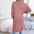 thumbnail image 6 of Ozmmyan Women's Fashion Autumn Winter Solid Lapel-Neck Long Cardigan Sweater Coat, 6 of 7