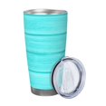 thumbnail image 2 of Fotbe Turquoise Wooden Pattern 20 oz Tumbler Stainless Steel Vacuum Insulated Coffee Ice Cup Double Wall Travel Flask Leak-proof Coffee Cup-Straw Three-piece Set, 2 of 8