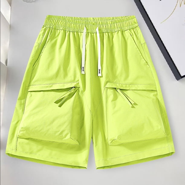 pstuiky Pantalones cortos para hombre, Pantalones cortos holgados con cintura elástica y bolsillo con cordón para hombre Pantalones cortos de baloncesto