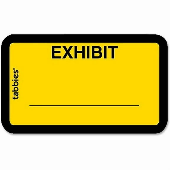 Tabbies Color-coded Legal Exhibit Labels 1.62" x 1" Length - Yellow - 252 / Pack