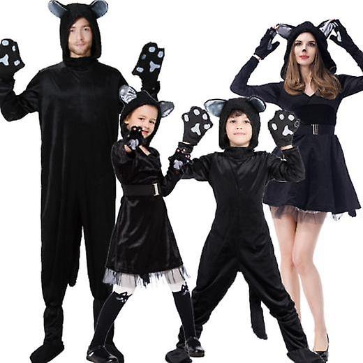 Black Cat Costume For Kids Animal Fancy Dress Outfit Girls Halloween zhangyuxiang LED
