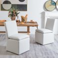 thumbnail image 5 of 21" Wide Modern Dining Chairs with Casters Set of 4, Performance Fabric Upholstered Rolling Side Chairs for Kitchen Dining Room Living Room (Ivory), 5 of 13