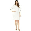 Vince Camuto Long Sleeve Crepe Ponte Dress w/ Sleeve Button Detail