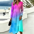 thumbnail image 4 of Dresses for Women Elastic Waist Wrap Crossover V Neck a Line Dress Long Loose Casual Floral Dresses, 4 of 4