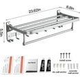 thumbnail image 6 of Towel Rack Wall Mount for Bathroom with Towel Bar and Hooks 23.6 in Foldable Towel Shelf Lavatory Towel Organizer Matte Silver, 6 of 6