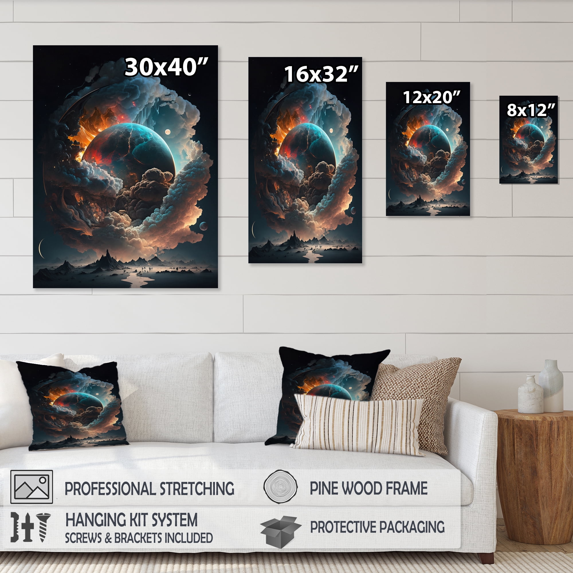 Designart Futuristic Landscape Clouds III Canvas Wall Art