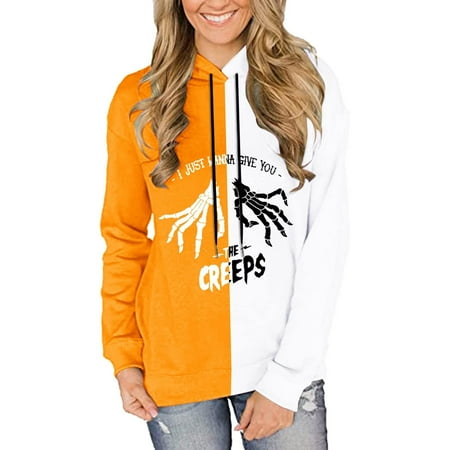 

Tawop Christmas Scrub Tops Classic Halloween Print Hooded Long Sleeve Loose Sweatshirt Blouses For Women Business Casual Red Long Sleeve Shirt Women