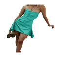 thumbnail image 4 of Women Off Shoulder Bodycon Tube Dress Satin Strapless Ruched Slip Dress Night Out Party Mini Dress Clubwear, 4 of 7