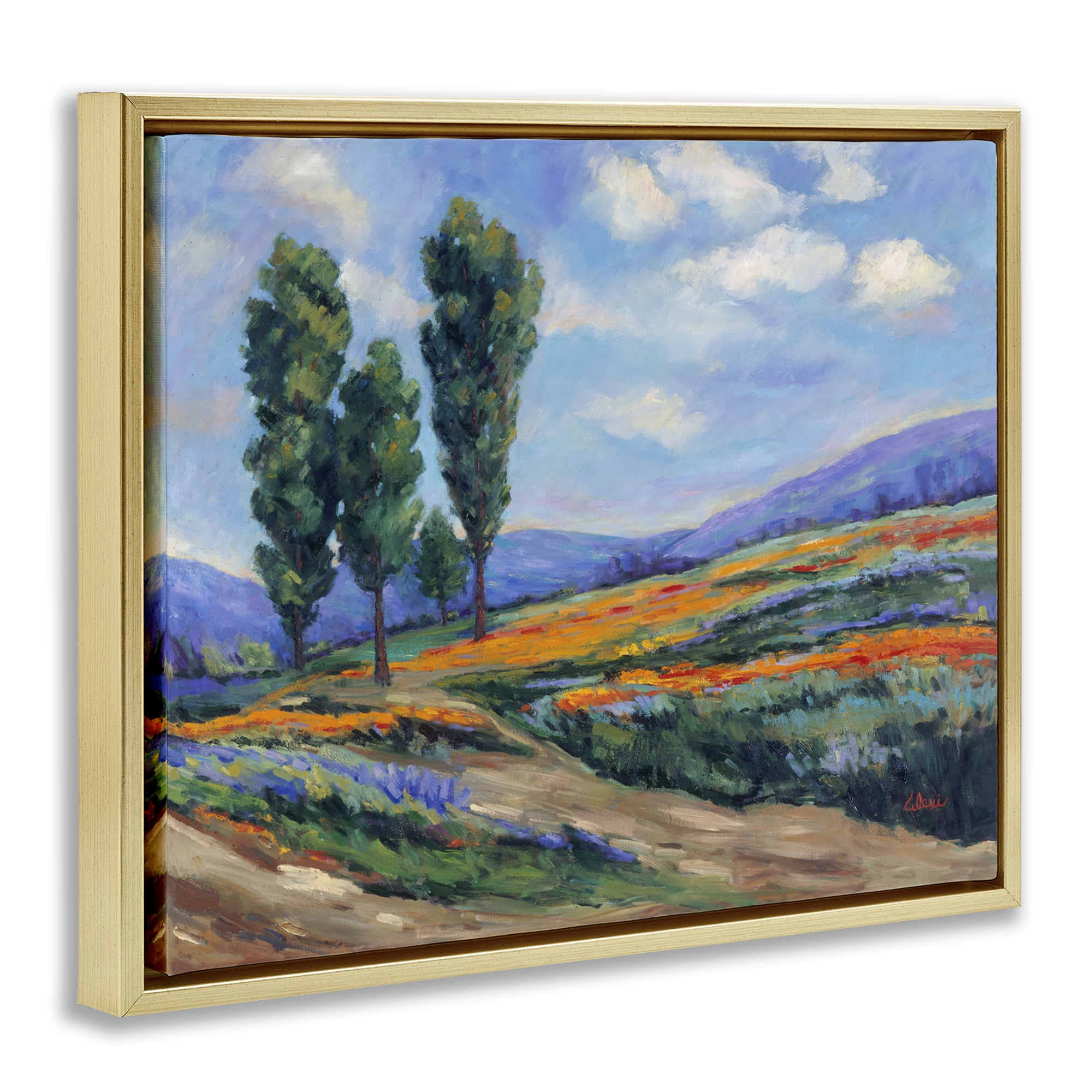 Stupell Industries Rolling Hills Traditional Landscape Landscape & Nature Painting Gold Floater Framed Canvas Art Print Wall Art, 21 x 17