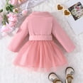 thumbnail image 5 of Dresses For Girls Children Long Sleeve Bowknot Button Dresses Tulle Dress Clothes Baby Girl Dress Pink 4 Years-5 Years, 5 of 7