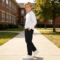 thumbnail image 6 of Boys Stretch Cargo Pants Elastic Waist Casual Regular Fit Straight Leg Kids Hiking Pants Black 6, 6 of 8