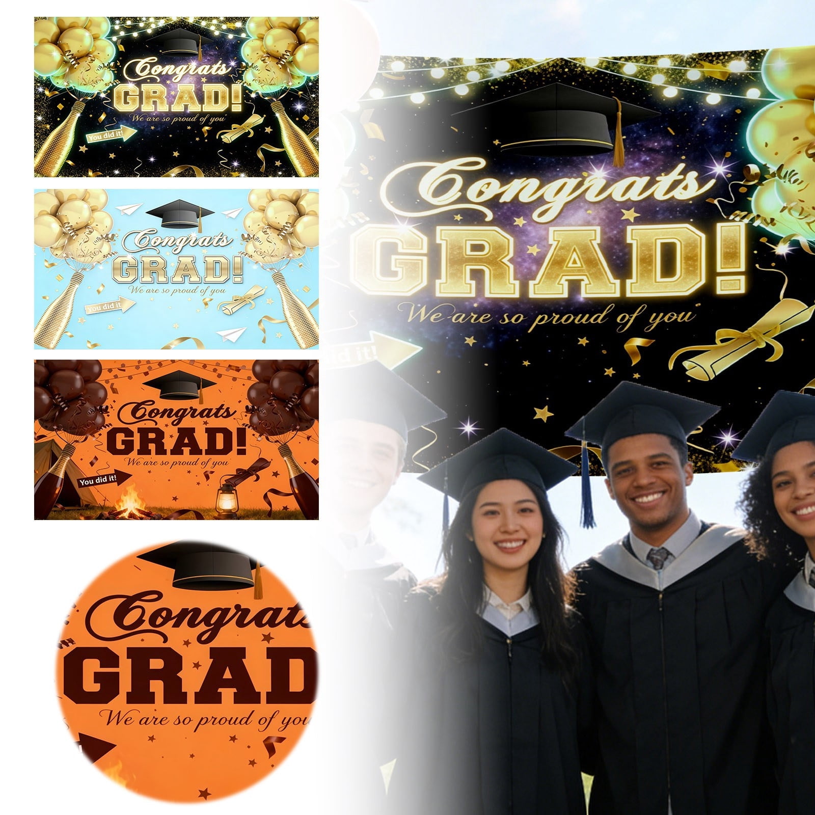 Win s Way 2026 Graduation Banner Customizable Class Of Horizontal for Outdoor Party Celebration Large Sign