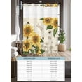 thumbnail image 6 of No Hook Cloth Fabric Shower Curtain with Snap in Liner, Sunflowers Waterproof Shower Curtains Set with See Through Top Window, Farmhouse Retro Butterfly Beige Yellow Bath Curtains Shower 48"x72", 6 of 6