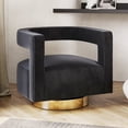 thumbnail image 2 of BELLEZE Swivel Accent Chair, Modern Barrel Chair Comfy Velvet Curved Back Round Chair with Gold Base Wood Frame, 360 Degree Swivel Club Armchair for Living Room, Bedroom, Office - Crown Chair (Black), 2 of 7