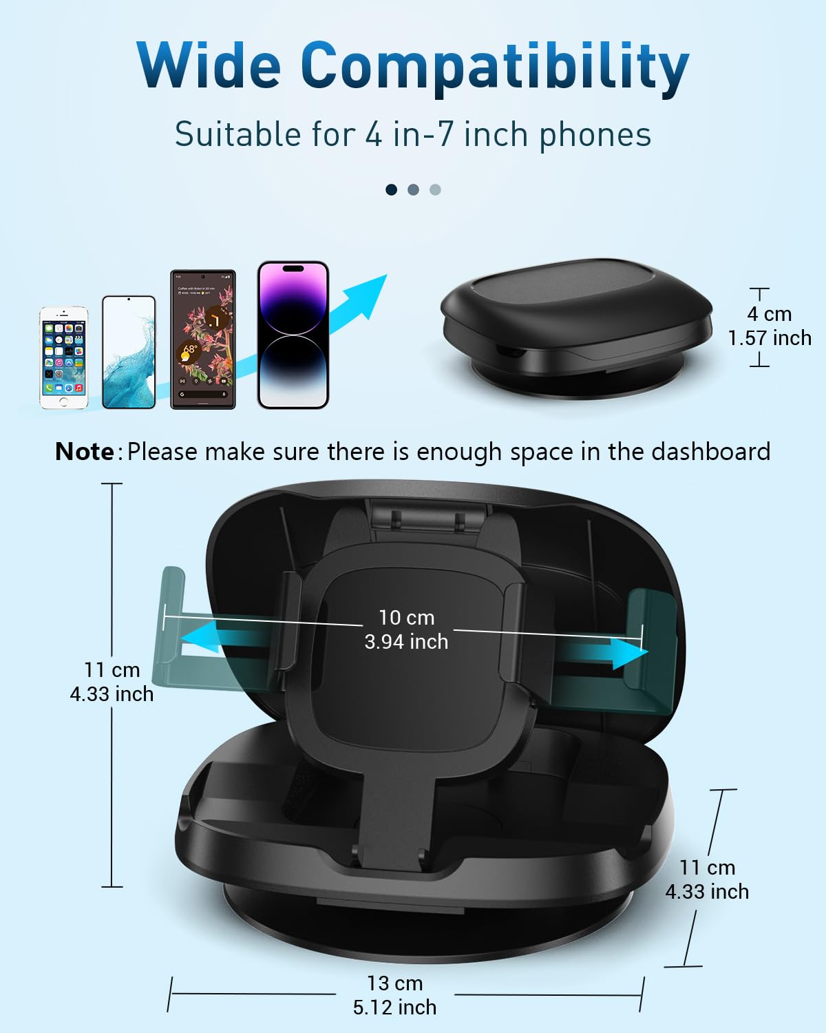 Joyeky Car Phone Mount with 360° Rotating Base, Black photo 3