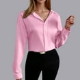 thumbnail image 2 of AherBiu Womens Button down Shirts Satin Long Sleeve Tops Lapel Neck Dressy Casual Elegant Ladies Blouse, 2 of 7