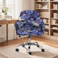 thumbnail image 2 of Whosucclay Purple Skull Rose Print Curved Back Chair Slipcover Thick Kitchen Chair Cover Elastic Swivel Armchair Cover Protector Bar Stools Covers for Kitchen Party Banquet Decor, 2 of 7
