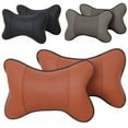 thumbnail image 6 of Limei Car Neck Pillows Both Side Pu Leather Headrest Fit for Most Cars Filled Fiber Universal Heatrests Pillow for Home and Office Chair (Coffee), 6 of 6