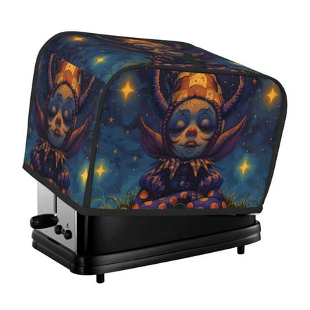 

KLL Dreamy Jester Under Stars Print 2 Slice Toaster Dust Covers Kitchen Small Appliance Cover with 2 Pockets Can hold Jam Spreader Knife & Toaster Tongs (11.4 x 7.9 x 7.5)