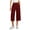 Wine, variant on Qiopertar Women's Wide Leg Pants Business Casual Work Travel Hiking Cropped Pants with Pockets Button Zipper Lightweight Stretchy Polyester Capri Trousers, Black XL