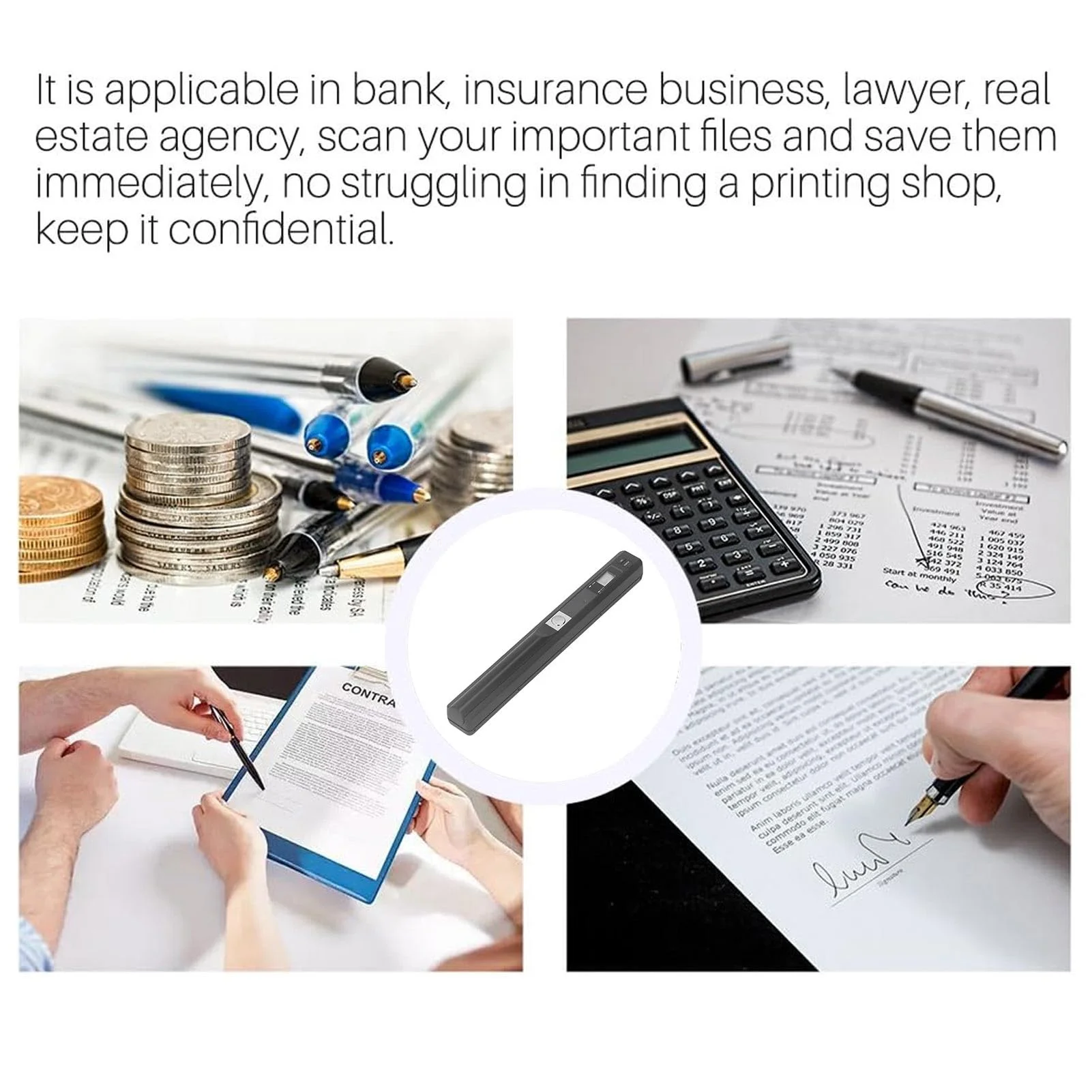 Portable Scanner, Photo Scanner for A4 Document Scanner 900DPI Handheld Scanner JPG/PDF Formate LCD Display for Business Image Picture Receipts Books Pages Texts, Support SD/TF Card (Silver)
