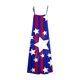 thumbnail image 5 of Vestido largo de playa ajustado con estampado de rayas sin mangas con cuello en V y cintura media a la moda para mujer del Día de la Independencia Pompotops  ghjkhdj8413, 5 of 5