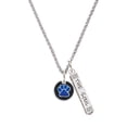thumbnail image 1 of Delight Jewelry Silvertone Navy Blue Paw on Black Disc Silvertone Hope Anchors the Soul Bar Charm Necklace, 23", 1 of 4
