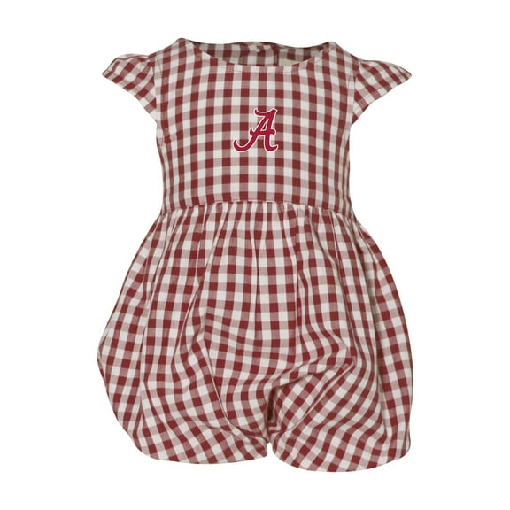 Girl's Infant Garb Crimson Alabama Crimson Tide Cara Gingham Ruffled Bodysuit