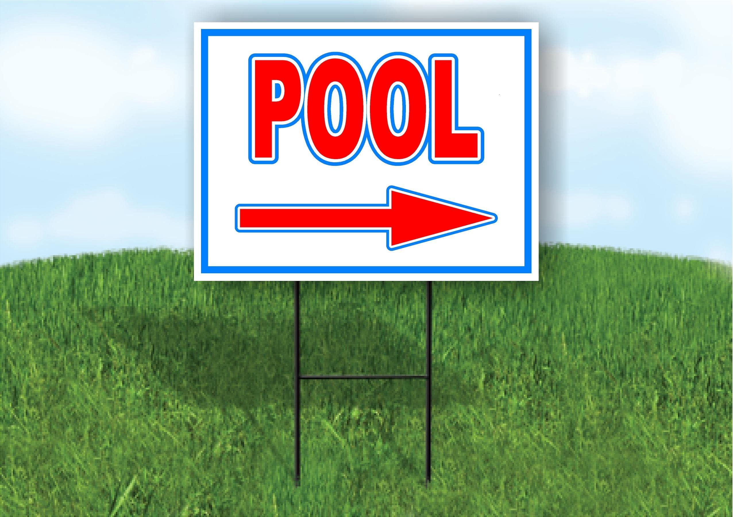Inground Pool Sign Riders POOL RIGHT arrow RED WHITE BLUE YARD SIGN ROAD SIGN WITH STAND ...